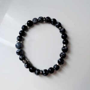Bracelet Obsidienne Flocon de Neige